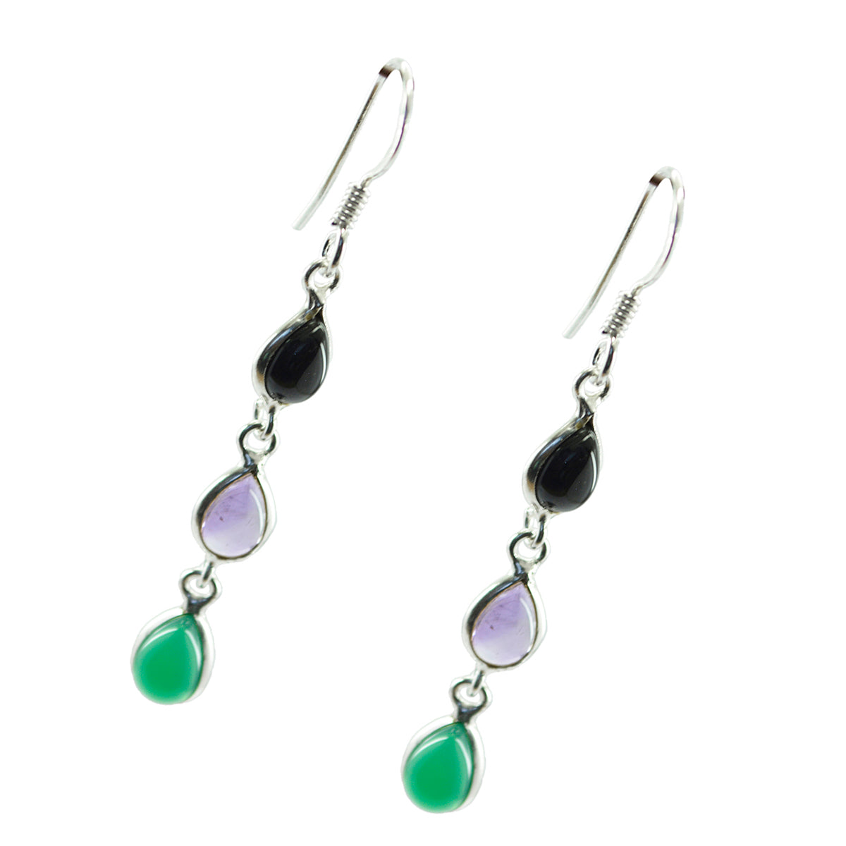 Boucles d'oreilles pendantes multicolores en argent sterling 925 avec plusieurs perles japonaises Nova Image secondaire du produit