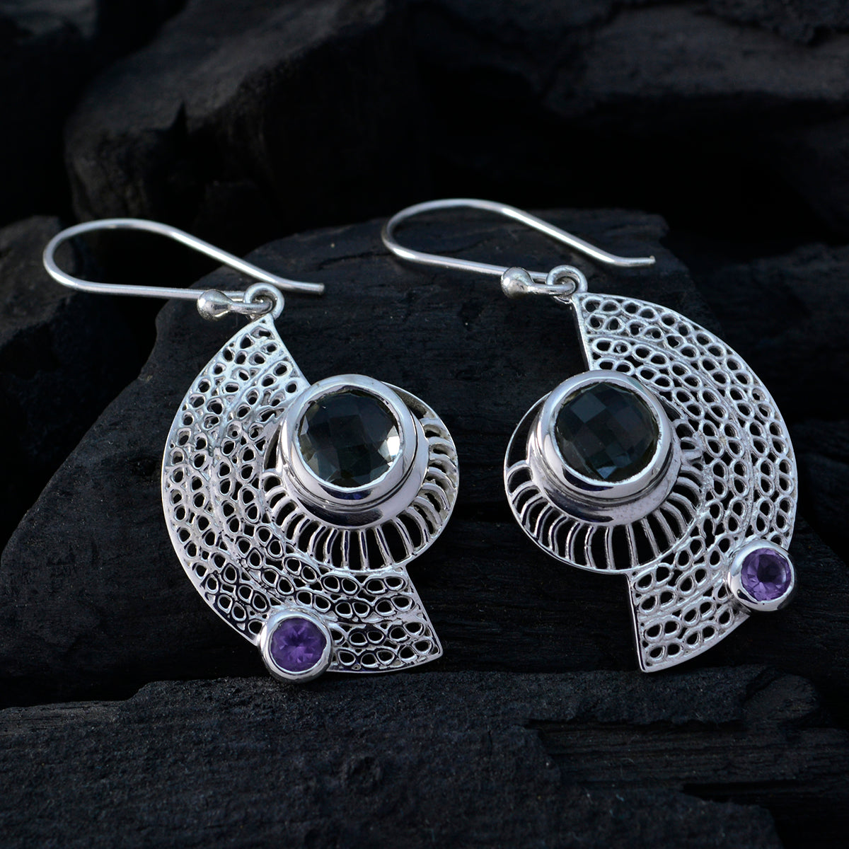 Multi-Mexican-Hanna-multiple-Dangle-multicolor-Silver-Earring