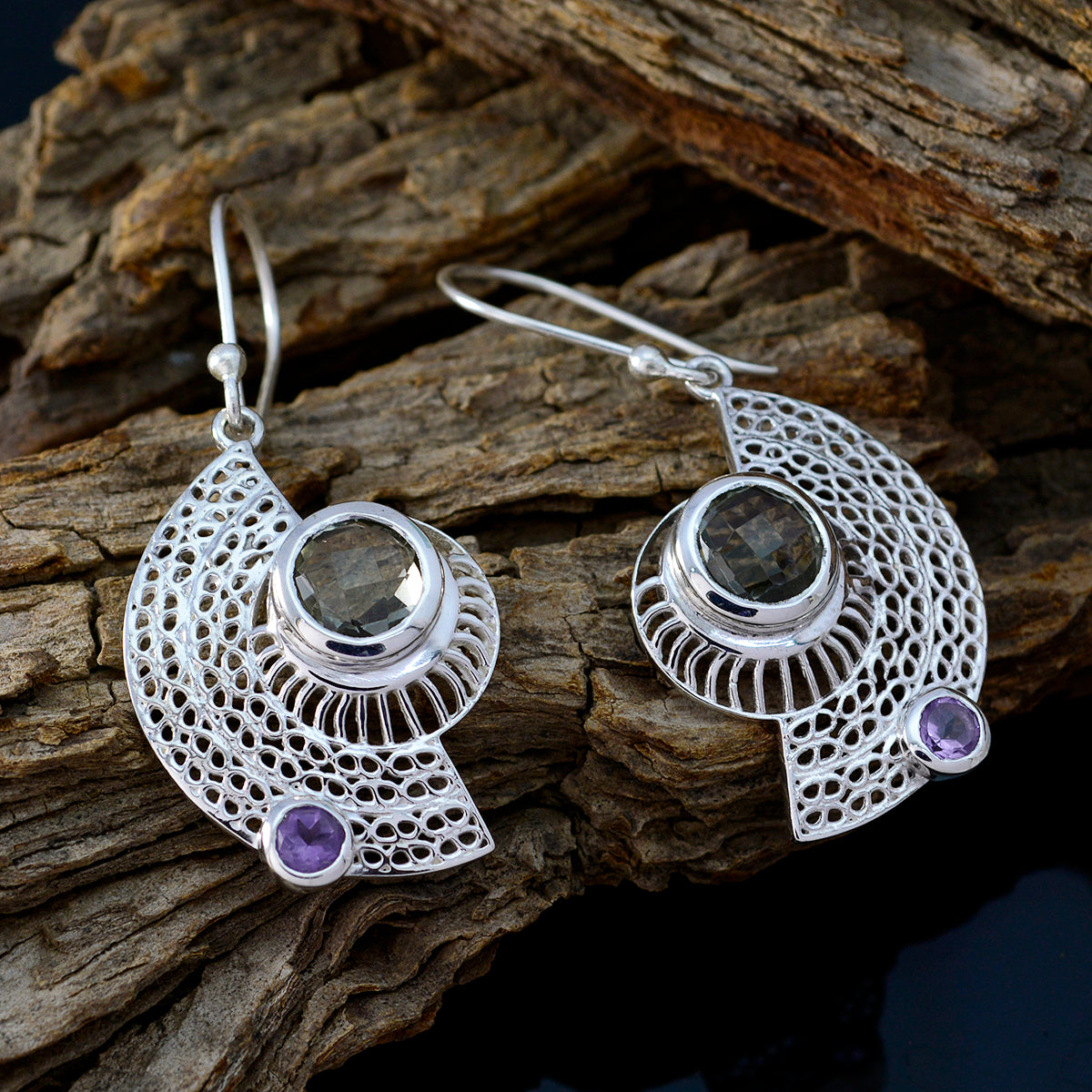 Multi-Mexican-Hanna-multiple-Dangle-multicolor-Silver-Earring