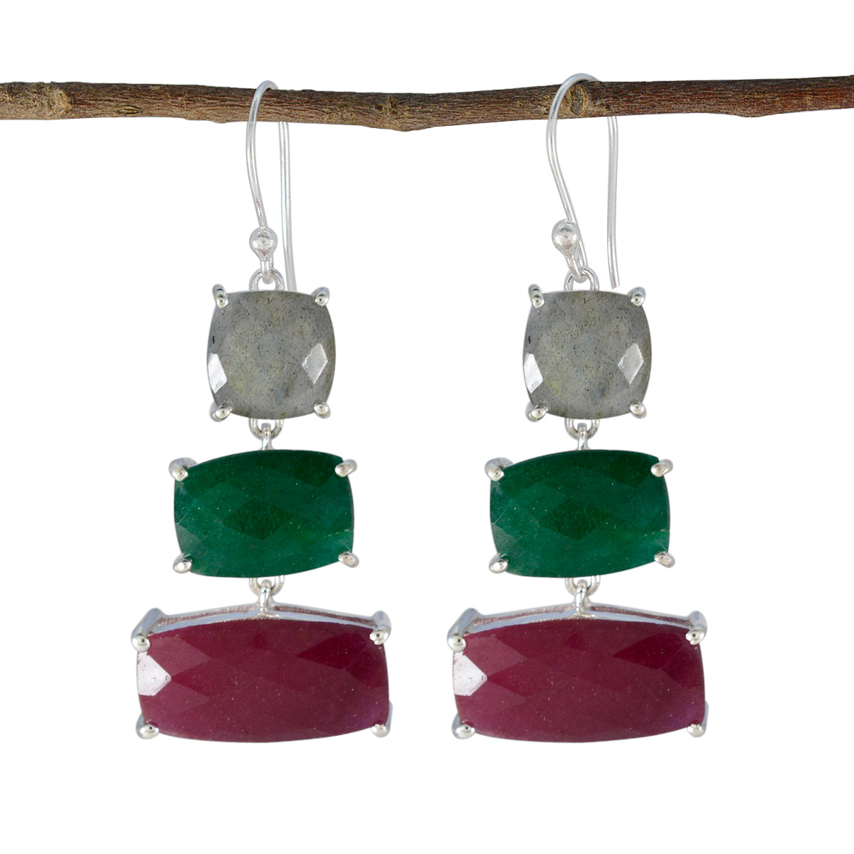 Multi-Australian-Julia-Trilogy-Dangle-multicolor-Silver-Earring メイン画像