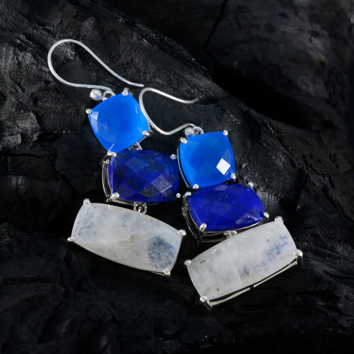 Orecchino pendente multicolore in argento sterling 925 con trilogia Lourdes tedesca Immagine secondaria del prodotto