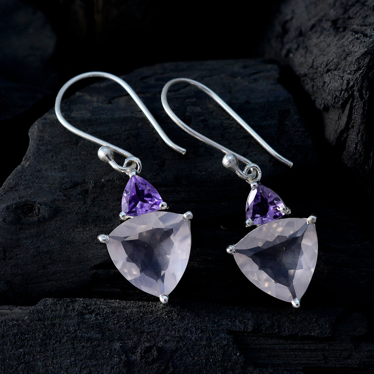 Pendientes colgantes multicolores de plata 925 con múltiples diseños de Ha-eun coreanos Imagen secundaria del producto