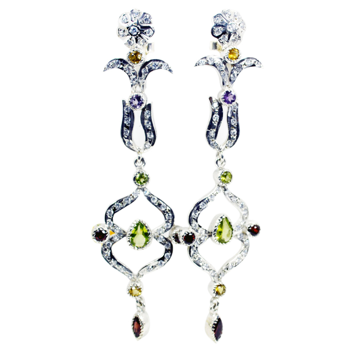 Multi-Indian-Riya-multiple-Stud-multicolor-92.5-Silver-Earring