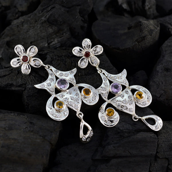 Multi-Indian-Siti-Multiple-Stud-Multicolor-92,5-Silber-Ohrring