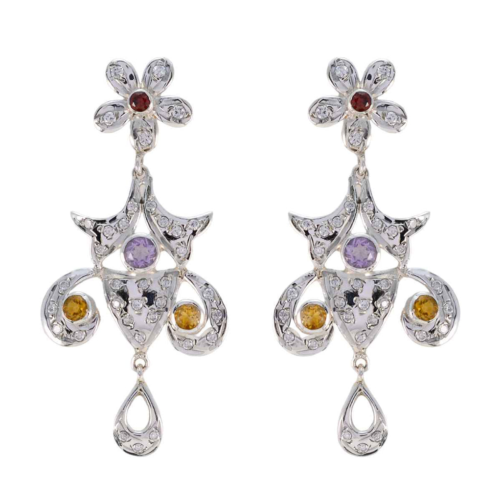 Multi-Indian-Siti-Multiple-Stud-Multicolor-92,5-Silber-Ohrring