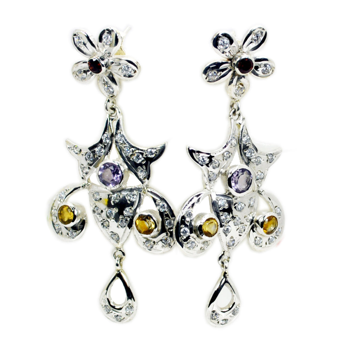 Multi-Indian-Siti-multiple-Stud-multicolor-92.5-Silver-Earring