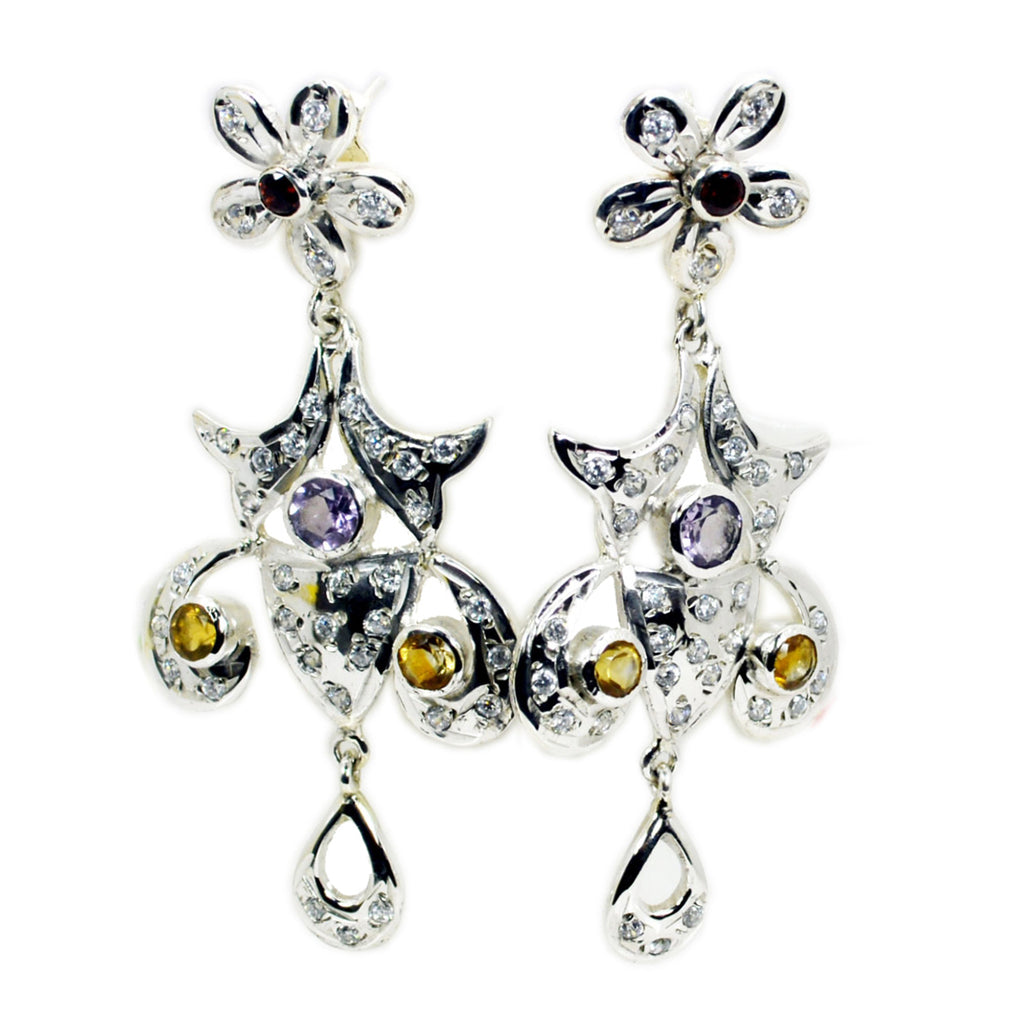Multi-Indian-Siti-Multiple-Stud-Multicolor-92,5-Silber-Ohrring