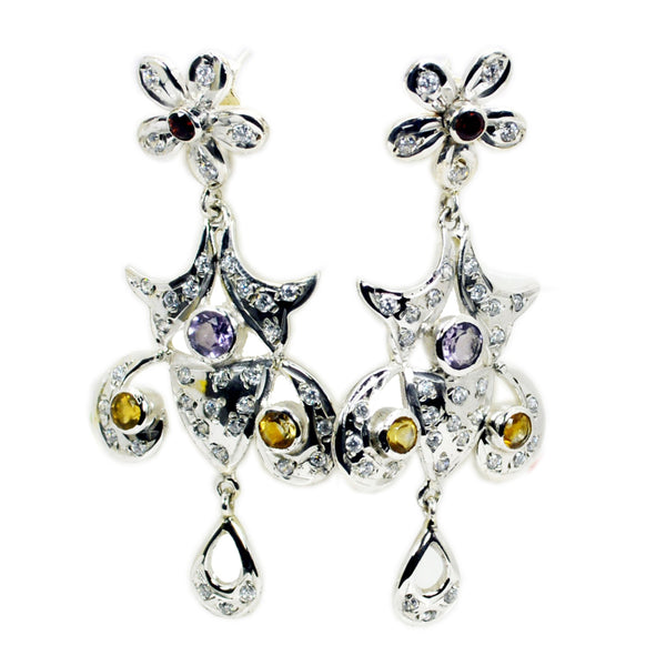 Multi-Indian-Siti-Multiple-Stud-Multicolor-92,5-Silber-Ohrring