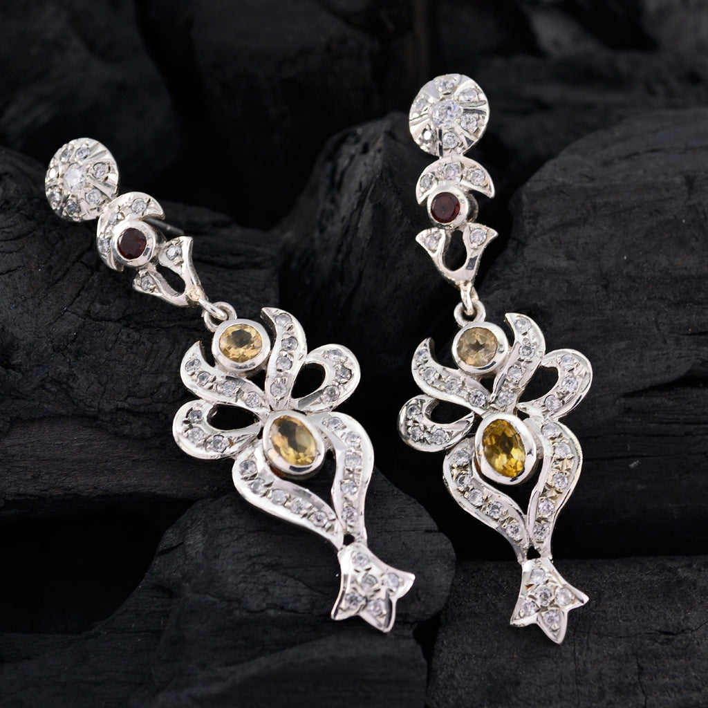 Multi-Indian-Zara-multiple-Stud-multicolor-Silver-Earring