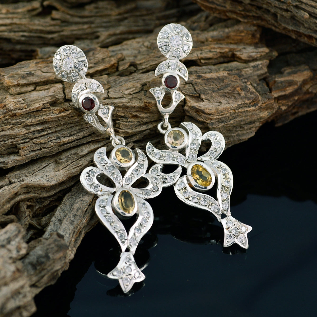 Multi-Indian-Zara-multiple-Stud-multicolor-Silver-Earring