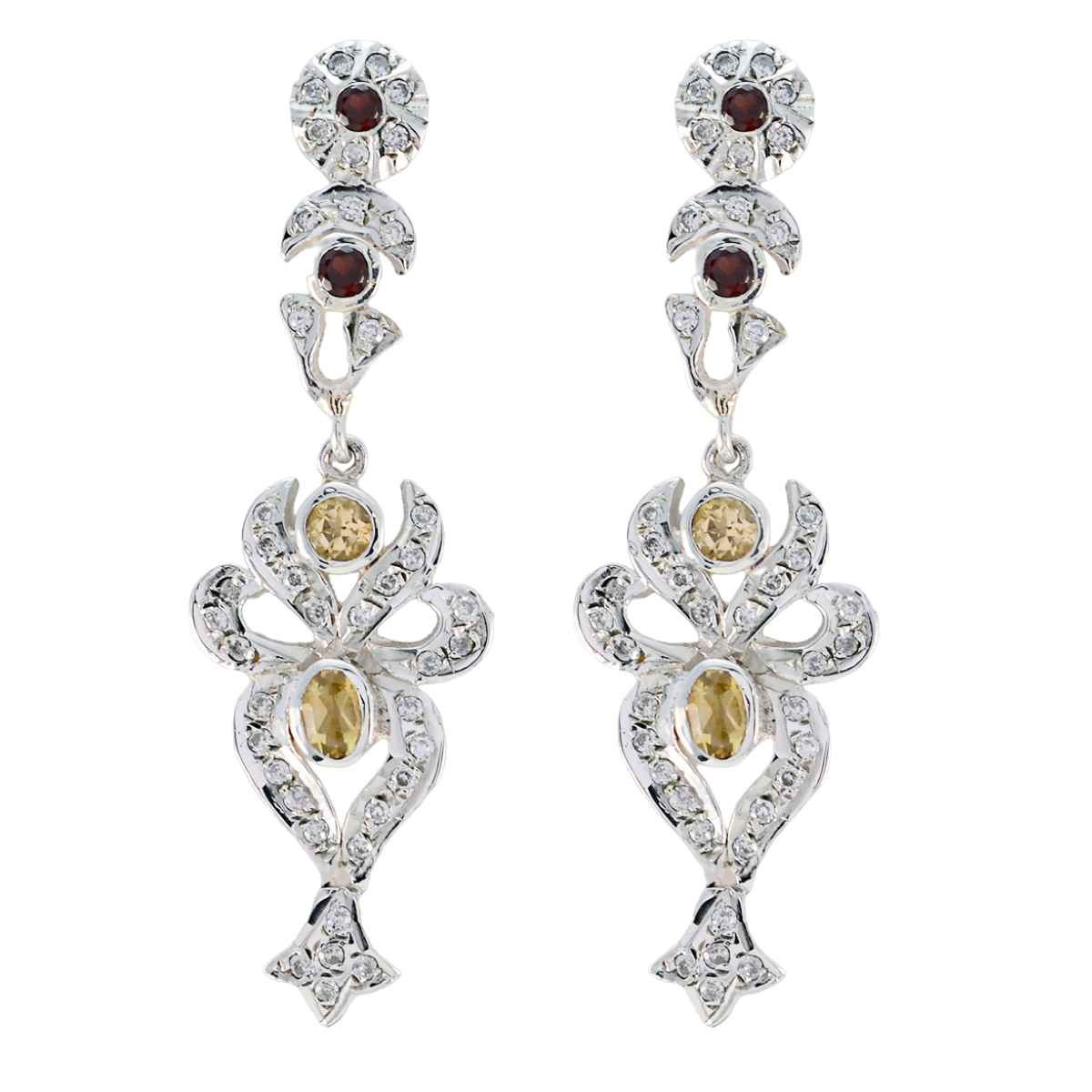 Multi-Indian-Zara-Multiple-Stud-Multicolor-Silber-Ohrring メイン画像