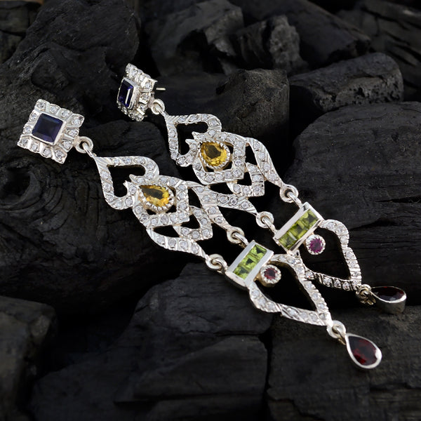 Multi-Indian-Aisha-multiple-Stud-multicolor-Sterling-Silver-Earring