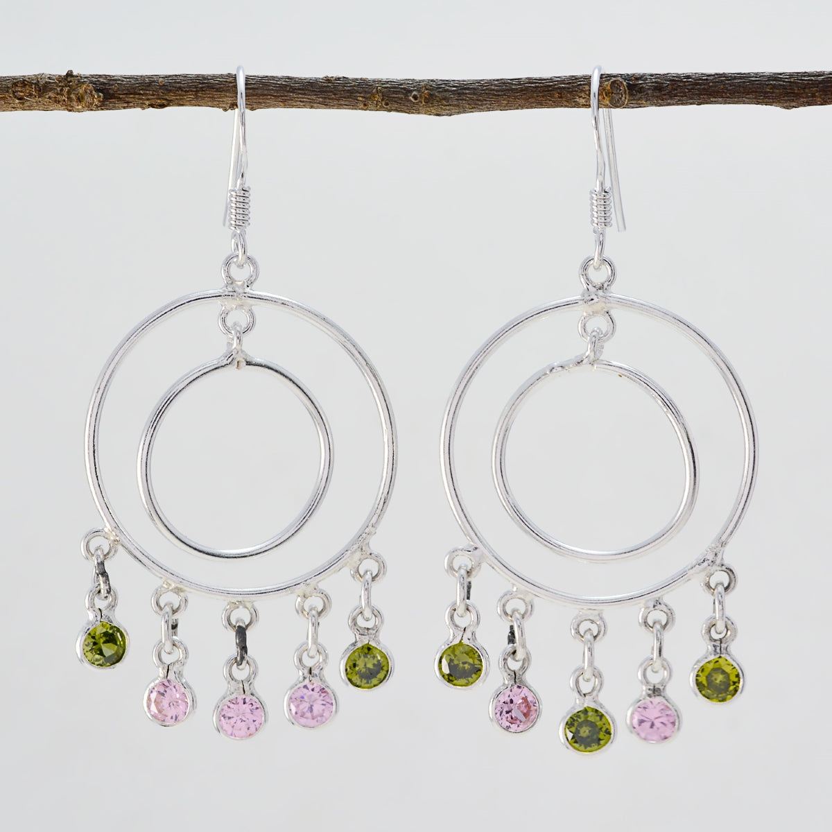 Multi-Italian-Inès-multiple-Dangle-multicolor-92.5-Silver-Earring