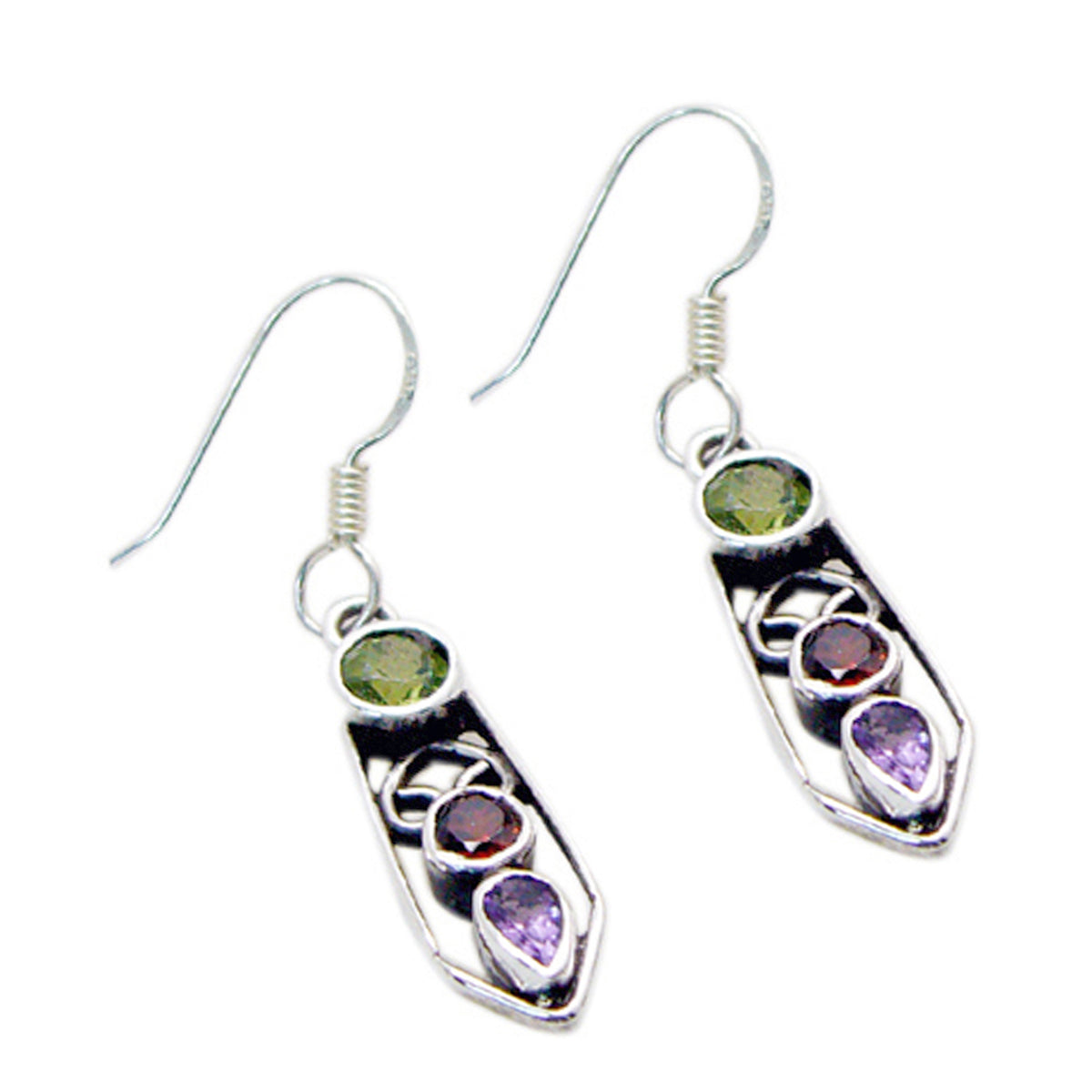 Multi-Spanish-Isla-multiple-Dangle-multicolor-Silver-Earring
