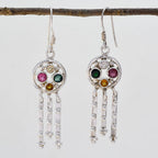 Multi-Latin-American-Ivy-multiple-Dangle-multicolor-Silver-Earring