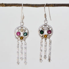 Multi-Latin-American-Ivy-multiple-Dangle-multicolor-Silver-Earring
