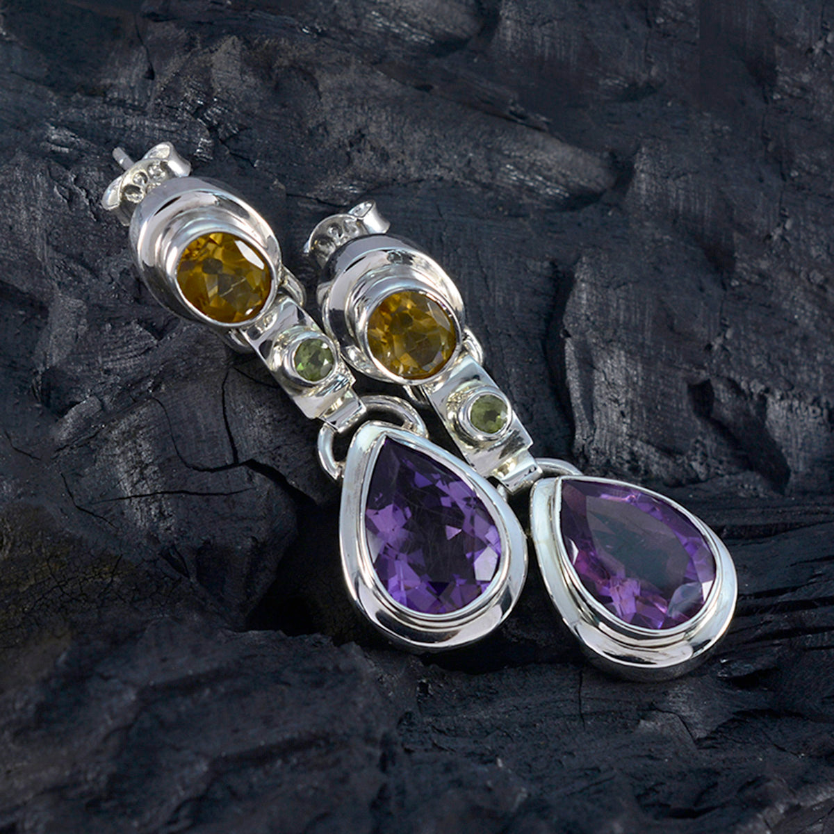 Multi-Latin-American-Mathilde-multiple-Stud-multicolor-925-Silver-Earring