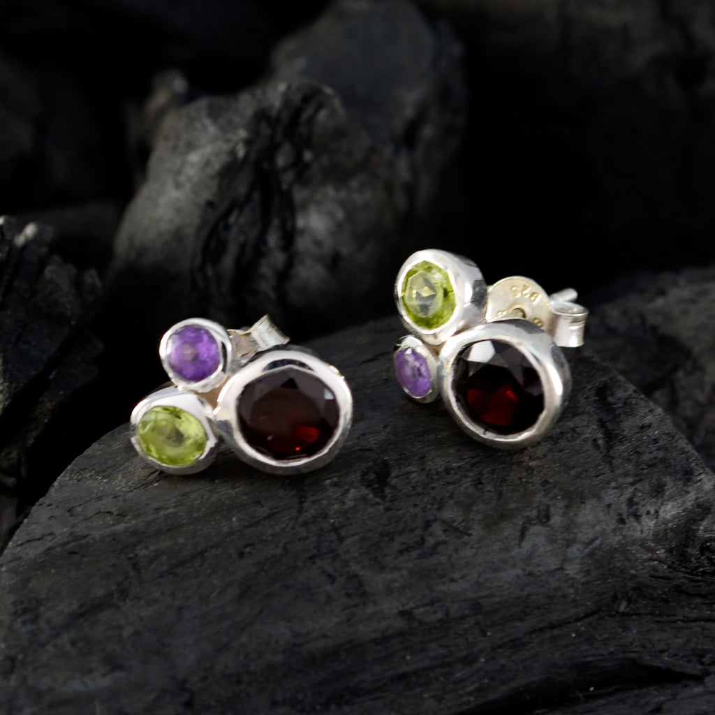 Multi-German-Haruka-multiple-Stud-multicolor-925-Silver-Earring