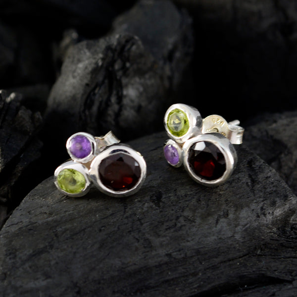 Multi-German-Haruka-multiple-Stud-multicolor-925-Silver-Earring