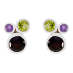 Multi-German-Haruka-multiple-Stud-multicolor-925-Silver-Earring