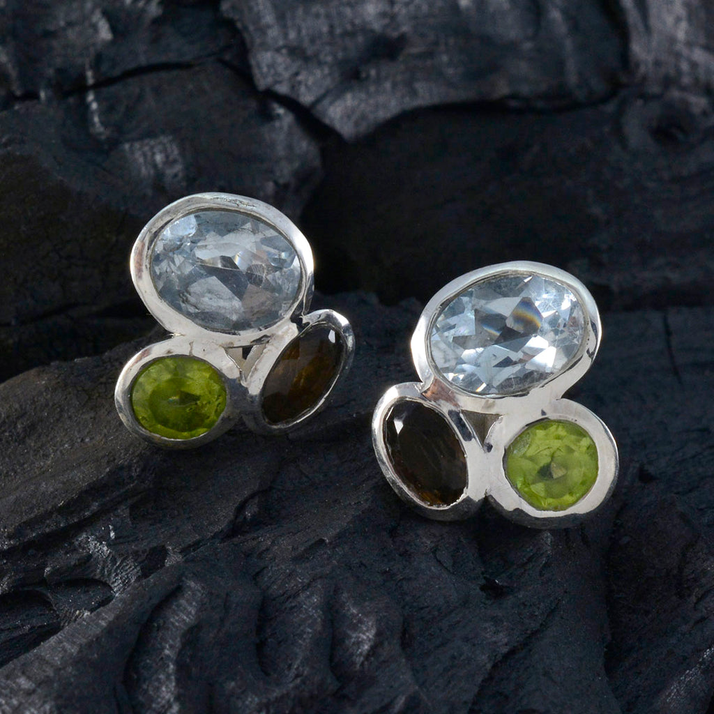 Multi-African-Hina-multiple-Stud-multicolor-925-Sterling-Silver-Earring