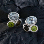 Multi-African-Hina-multiple-Stud-multicolor-925-Sterling-Silver-Earring