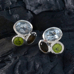 Multi-African-Hina-multiple-Stud-multicolor-925-Sterling-Silver-Earring