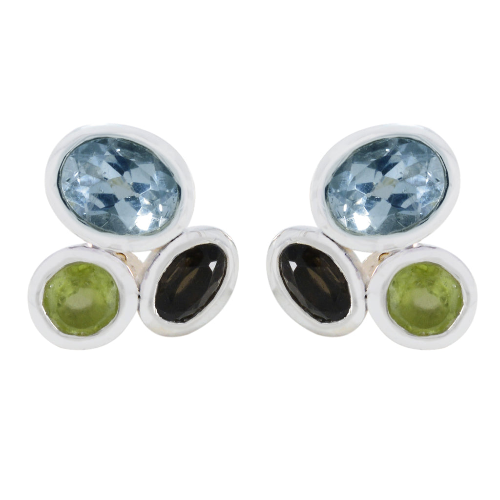 Multi-African-Hina-multiple-Stud-multicolor-925-Sterling-Silver-Earring