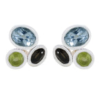 Multi-African-Hina-multiple-Stud-multicolor-925-Sterling-Silver-Earring