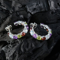 Multi-Egyptian-Ivana-multiple-Stud-multicolor-Silver-Earring