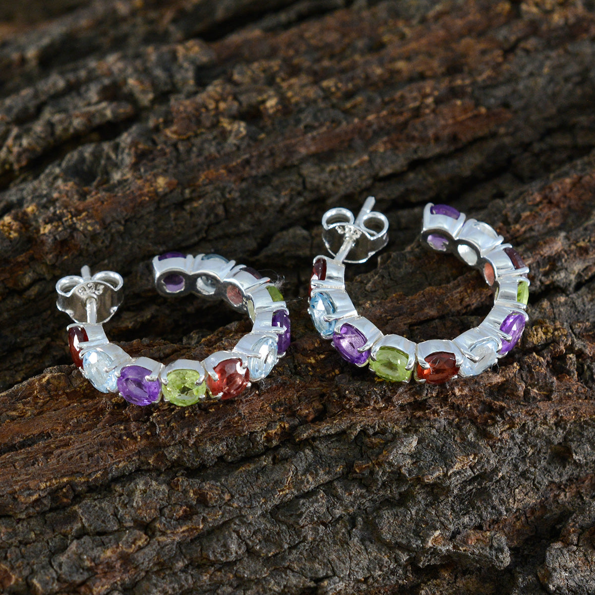 Multi-Egyptian-Ivana-multiple-Stud-multicolor-Silver-Earring