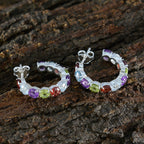 Multi-Egyptian-Ivana-multiple-Stud-multicolor-Silver-Earring