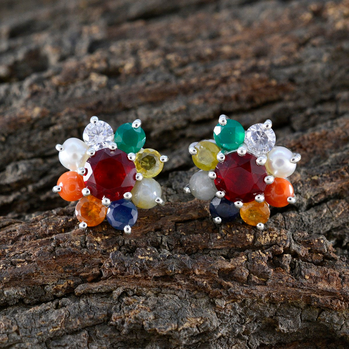 Multi-American-Maríaa-multiple-Stud-multicolor-92.5-Silver-Earring