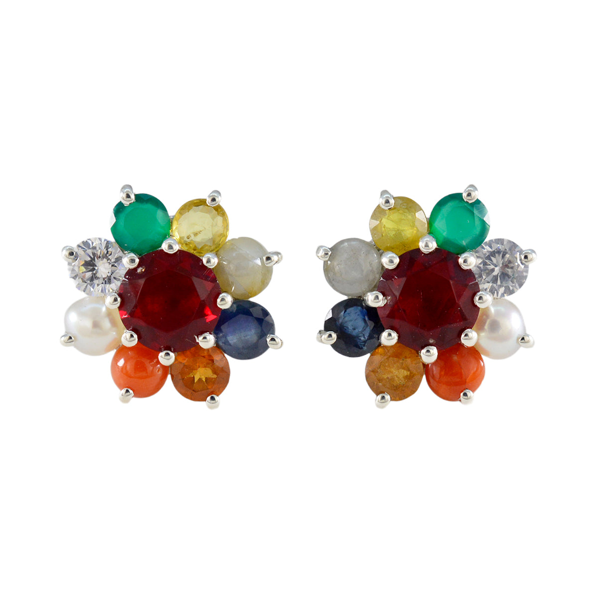 Multi-American-Maríaa-multiple-Stud-multicolor-92.5-Silver-Earring メイン画像