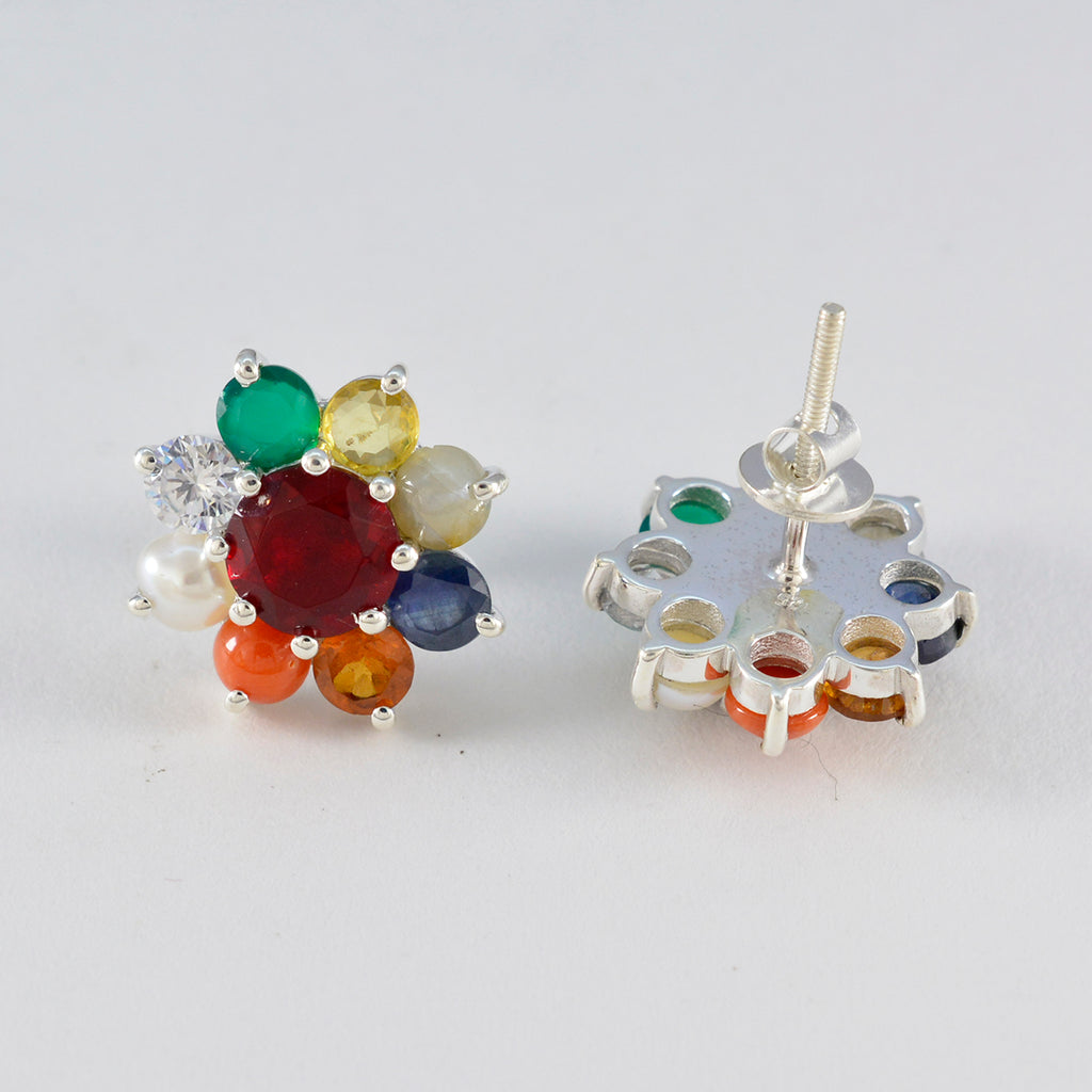 Multi-American-Maríaa-multiple-Stud-multicolor-92.5-Silver-Earring