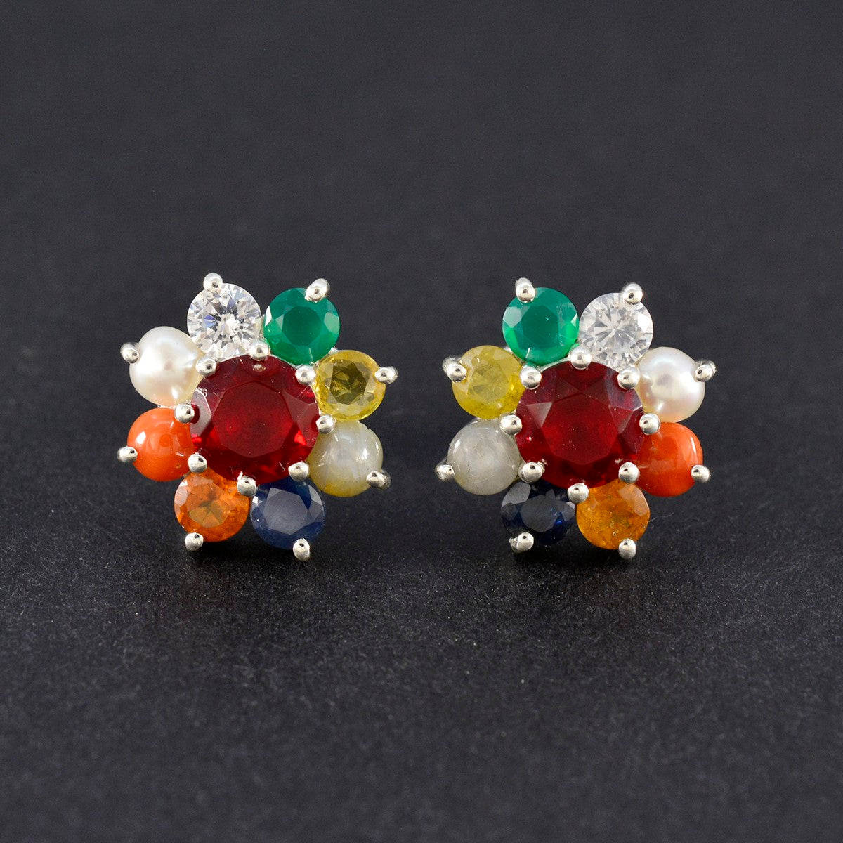 Multi-American-Maríaa-multiple-Stud-multicolor-92.5-Silver-Earring