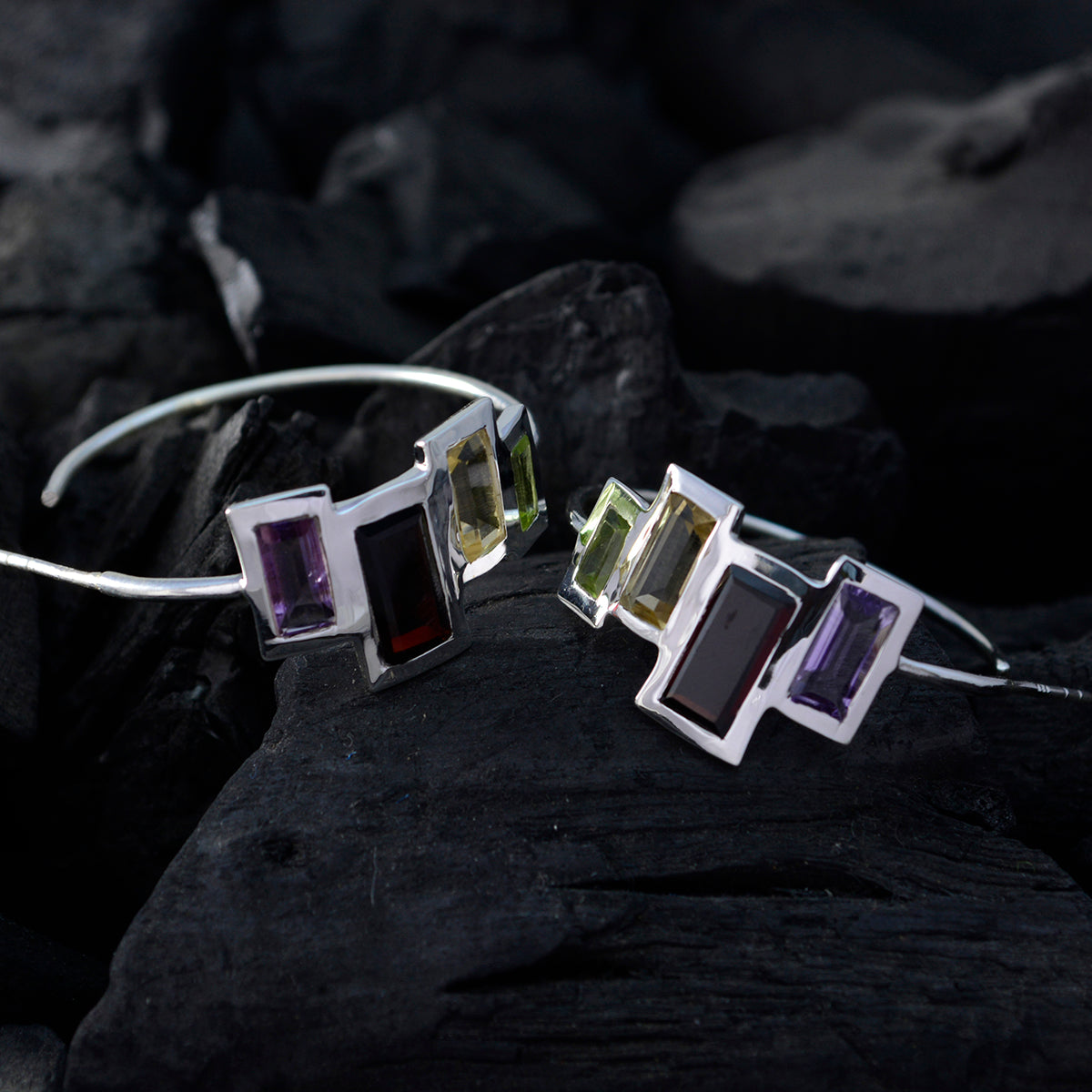 Multi-Middle-Eastern-Alejandra-multiple-Stud-multicolor-Silver-Earring