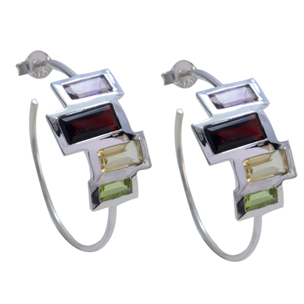 Multi-Middle-Eastern-Alejandra-multiple-Stud-multicolor-Silver-Earring メイン画像