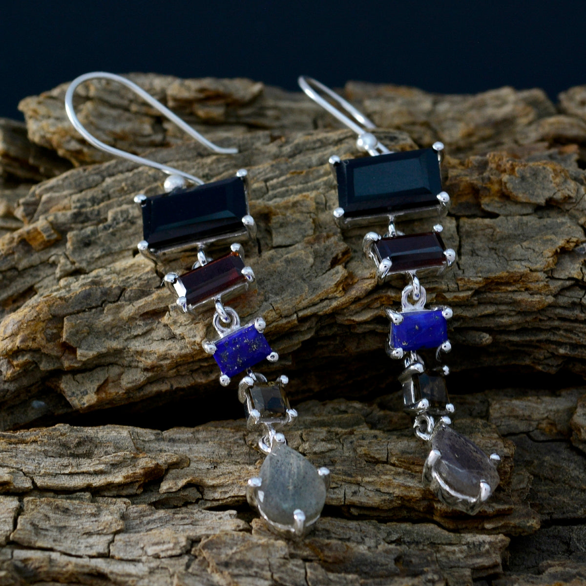 Multi-Australian-Nari-multiple-Dangle-multicolor-925-Silver-Earring