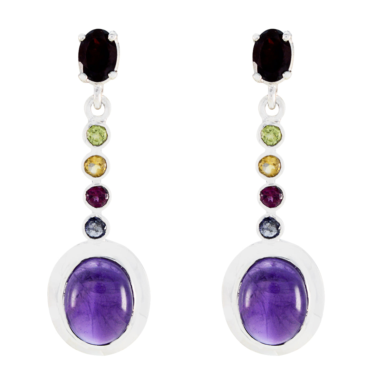 Multi-French-Ida-multiple-Stud-multicolor-925-Sterling-Silver-Earring