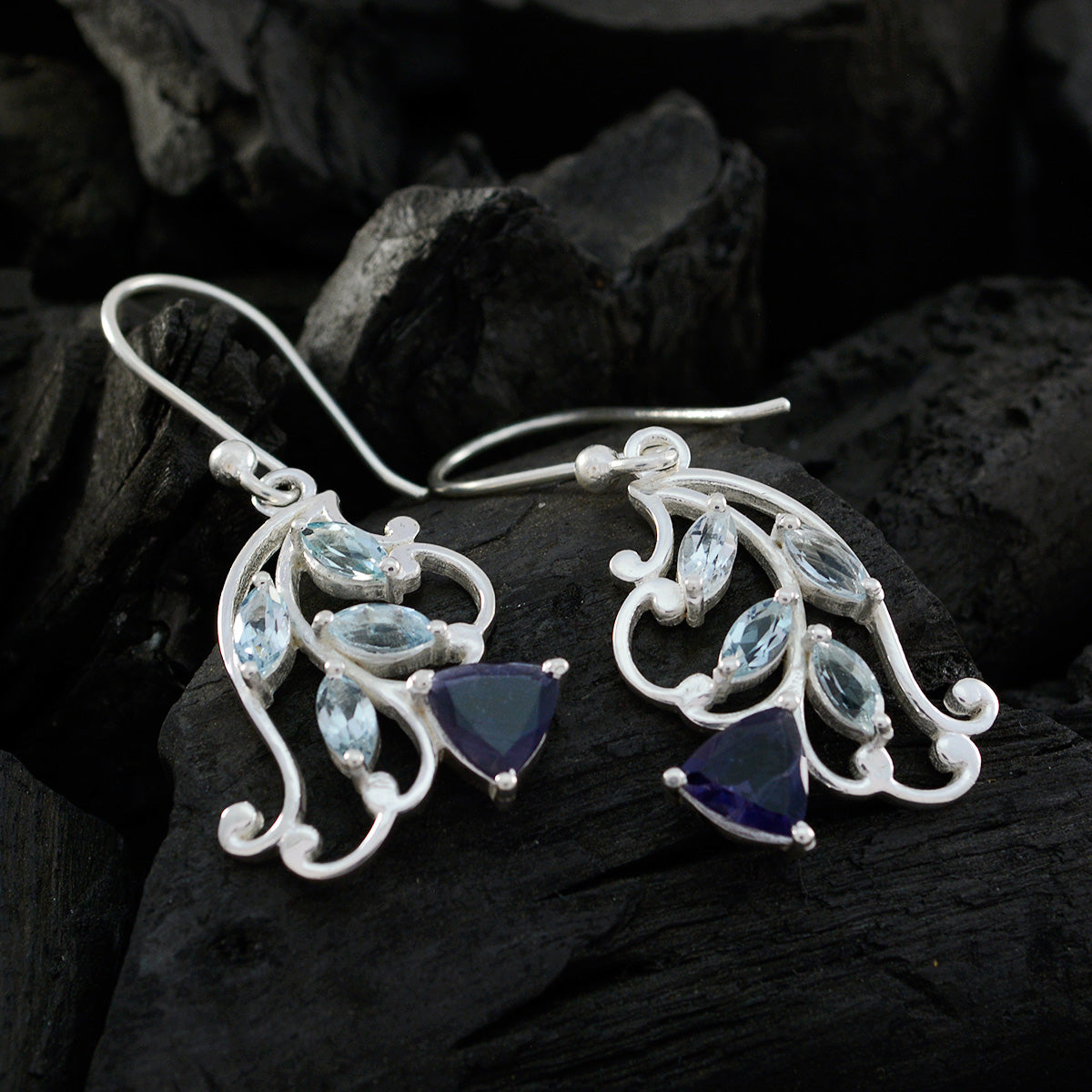 Multi American Isla multiple Dangle multicolor 92.5 Silver Earring Второстепенное изображение товара