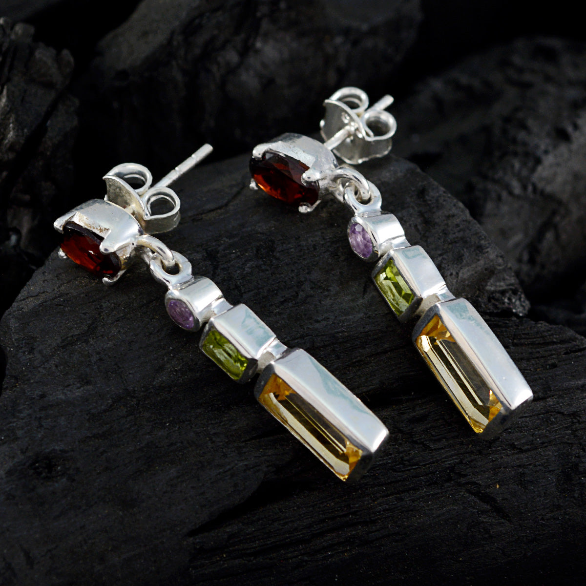 Multi-Mexican-Kennedy-multiple-Stud-multicolor-92.5-Silver-Earring