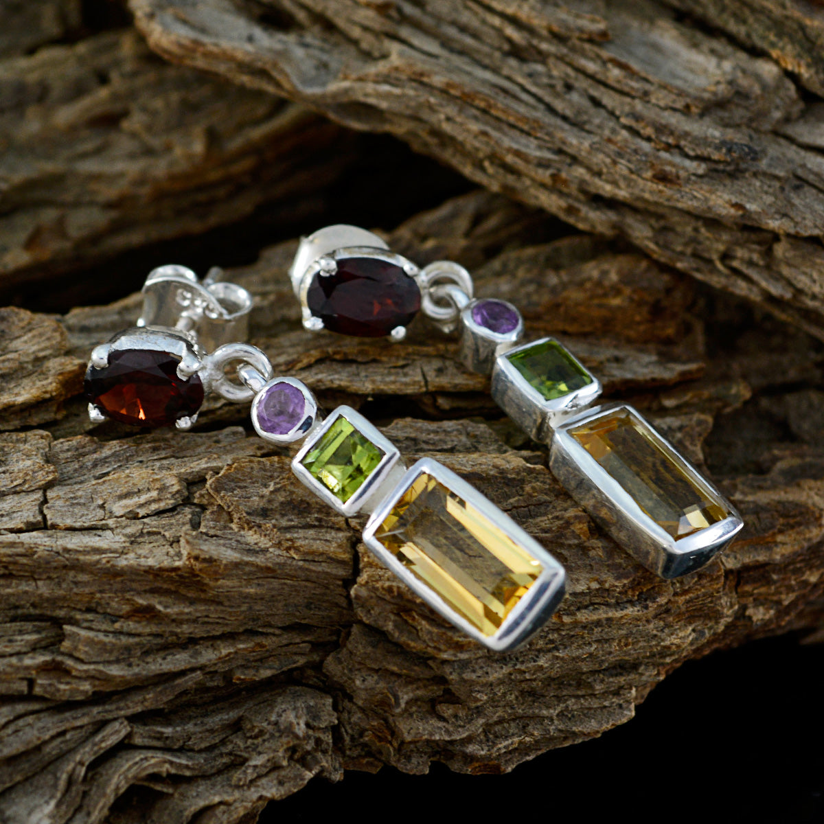 Multi-Mexican-Kennedy-multiple-Stud-multicolor-92.5-Silver-Earring