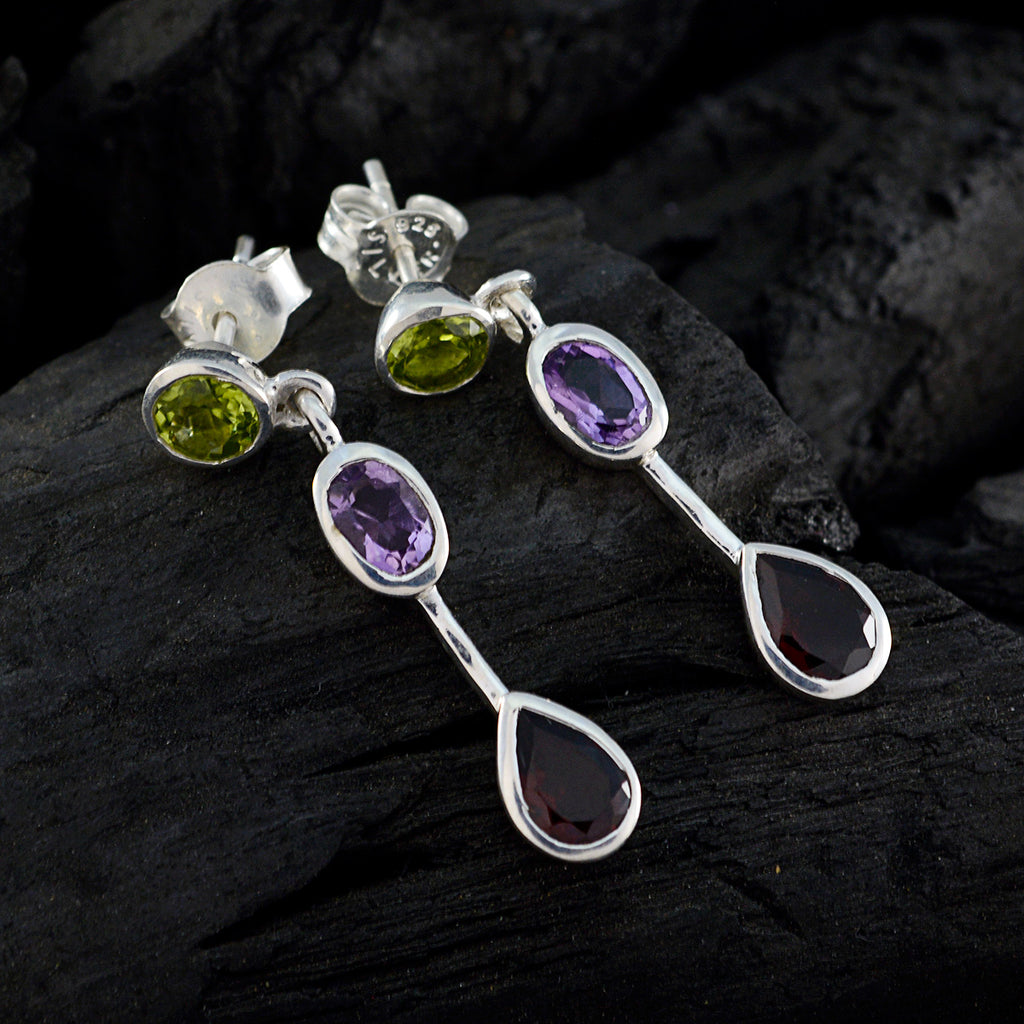 Multi-Australian-Laura-multiple-Stud-multicolor-Silver-Earring