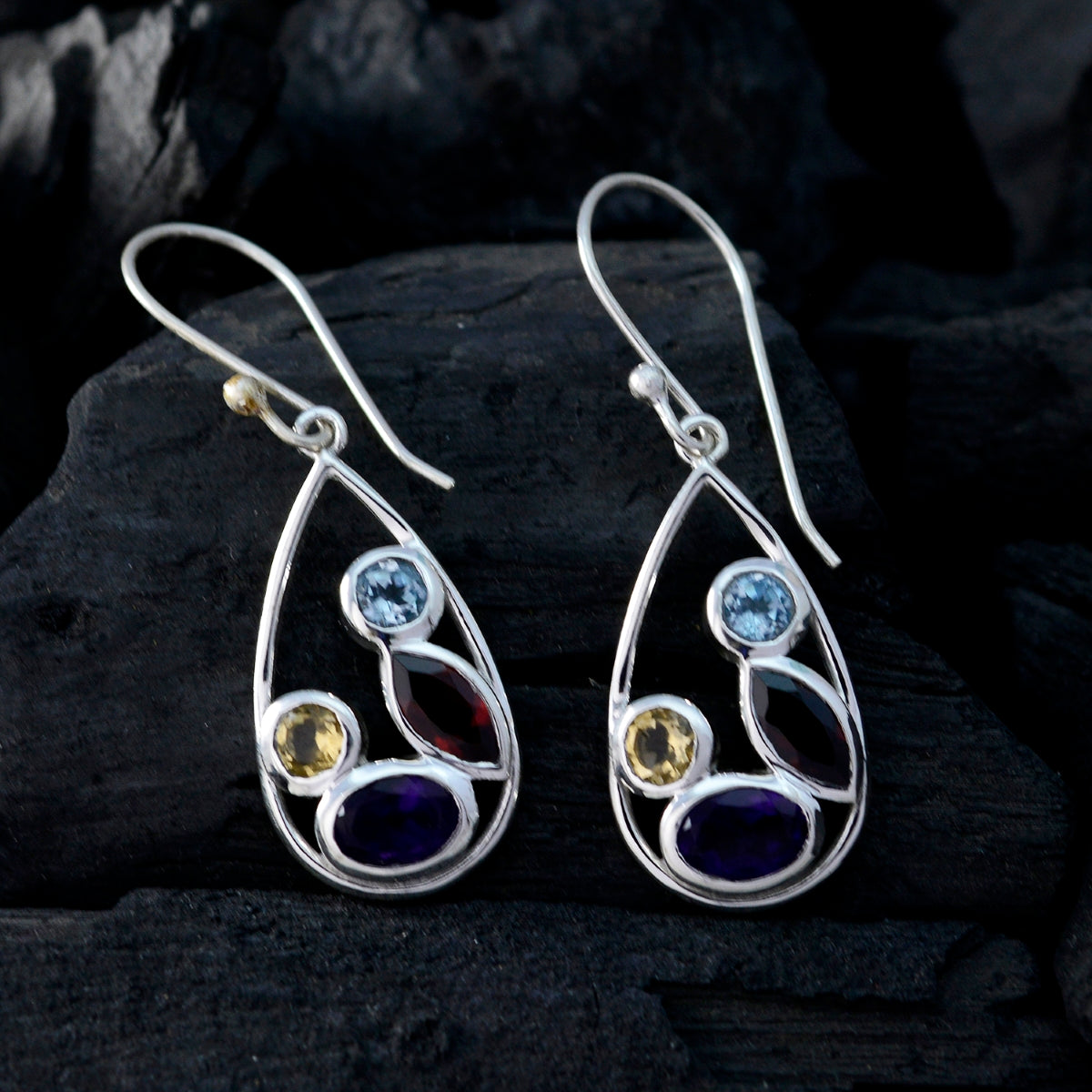 マルチ中東テレザマルチダングルマルチカラーシルバーイヤリング サブ画像