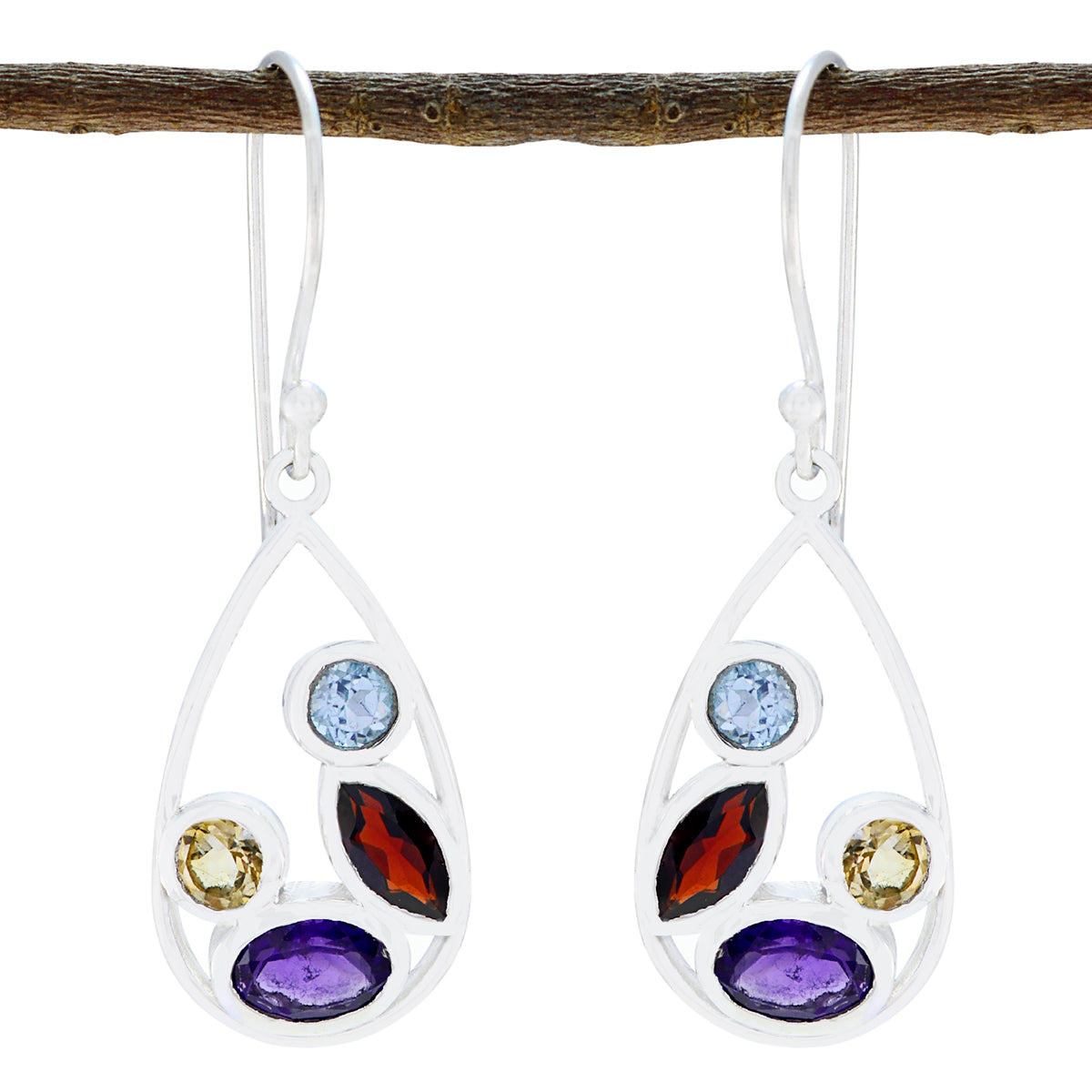 Multi-Middle-Eastern-Tereza-multiple-Dangle-multicolor-Silver-Earring メイン画像