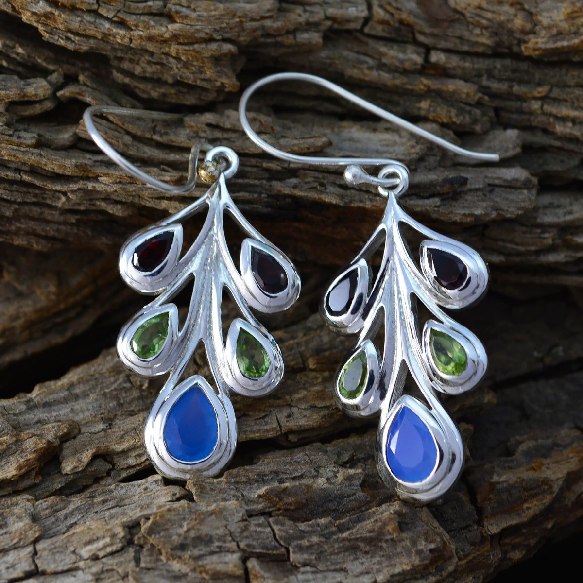 Multi-Australian-Violet-multiple-Dangle-multicolor-925-Silver-Earring