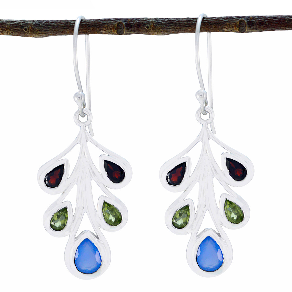 Multi-Australian-Violet-multiple-Dangle-multicolor-925-Silver-Earring