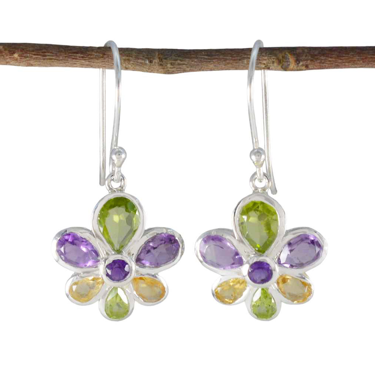 Multi-Latin-American-Isadora-multiple-Dangle-multicolor-925-Silver-Earring メイン画像