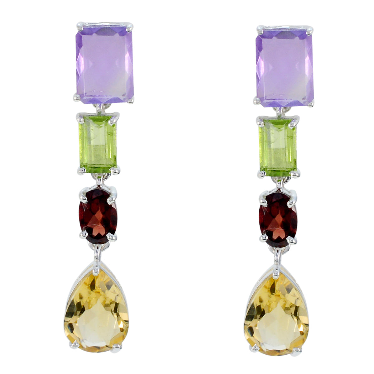 Multi-American-Rina-multiple-Stud-multicolor-Silver-Earring